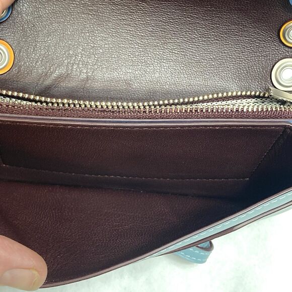 Coach 1941 Colorblock Linked Leather Wristlet Clutch Steel Blue Multicolor - Picture 9 of 12